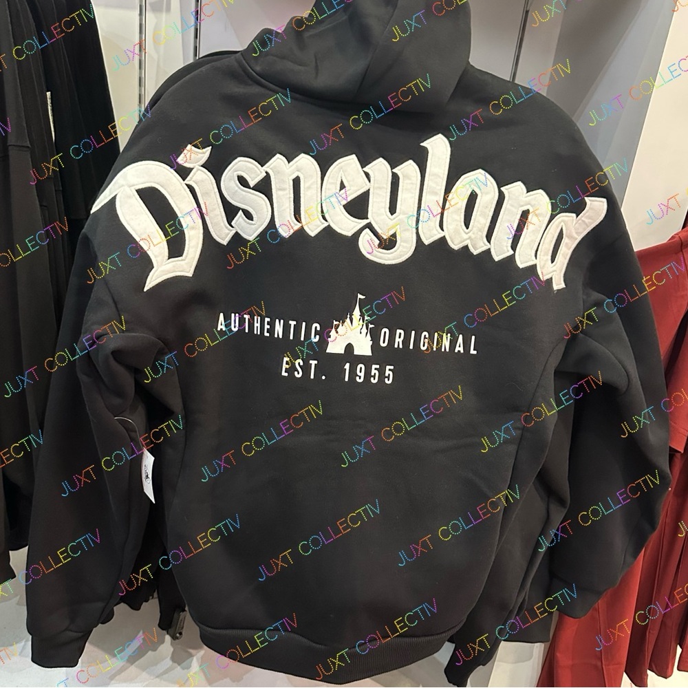 NWT Disneyland Logo Authentic Original 1955 Castle Black Zip Hoodie Sweatshirt